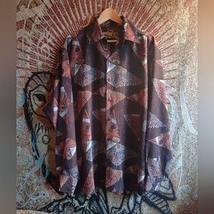 Vintage geometric/ tribal patterned Falcone button down shirt